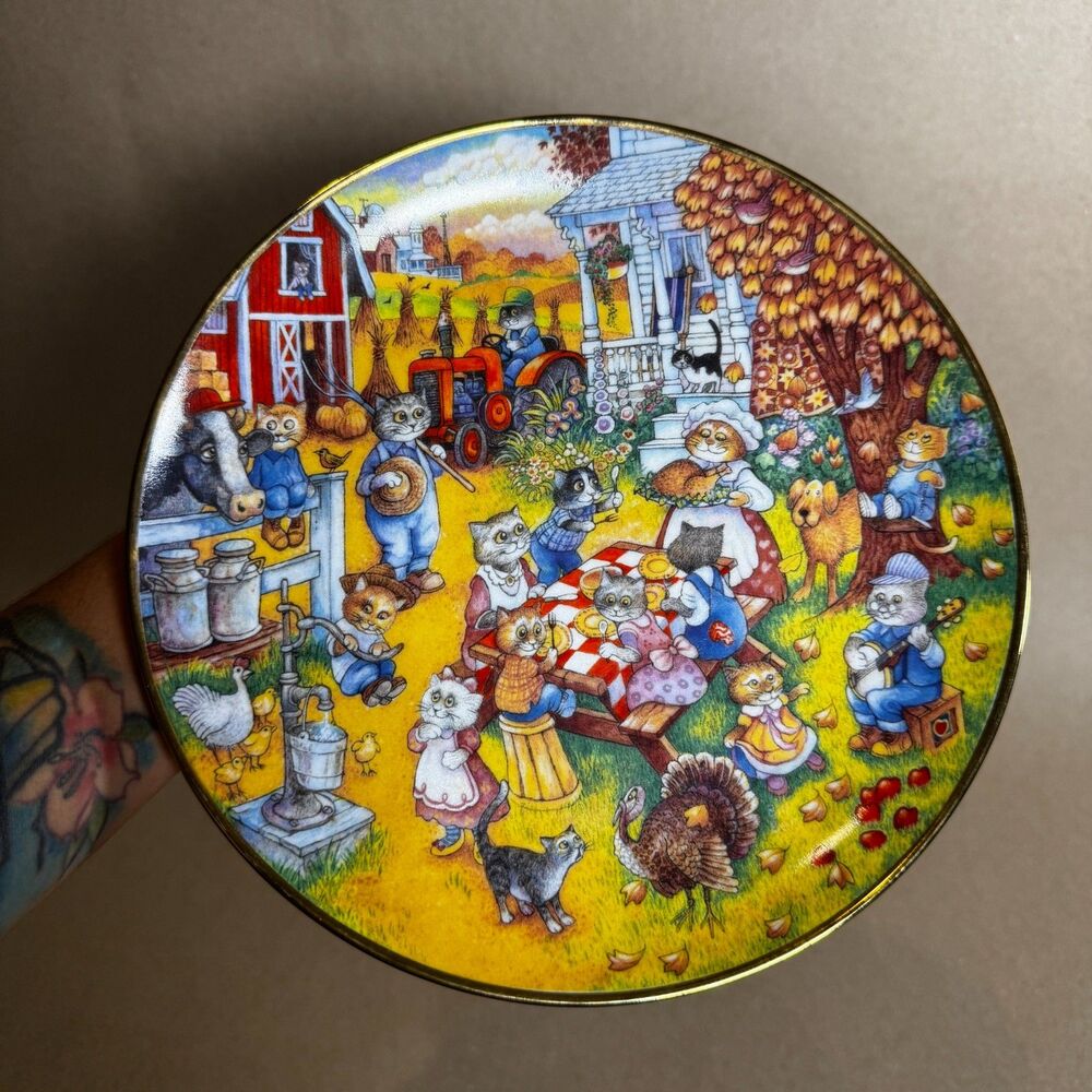 Franklin Mint A Purrfect Feast Collector Plate Cats Bill Bell Thanksgiving 8"